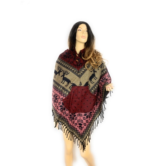 Hooded Wool Poncho - Picture 4 of 8